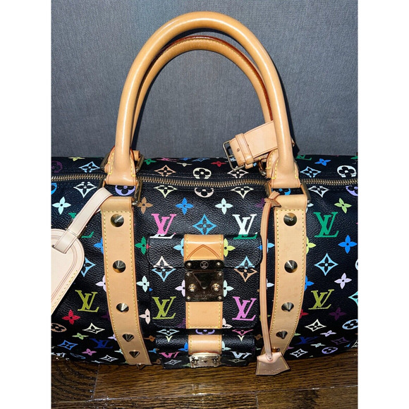 Louis Vuitton Keepall 45 Takashi Murakami Black Multicolor Monogram Travel Bag - Picture 4 of 8
